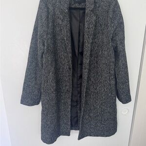 Women's Black Herringbone Coat